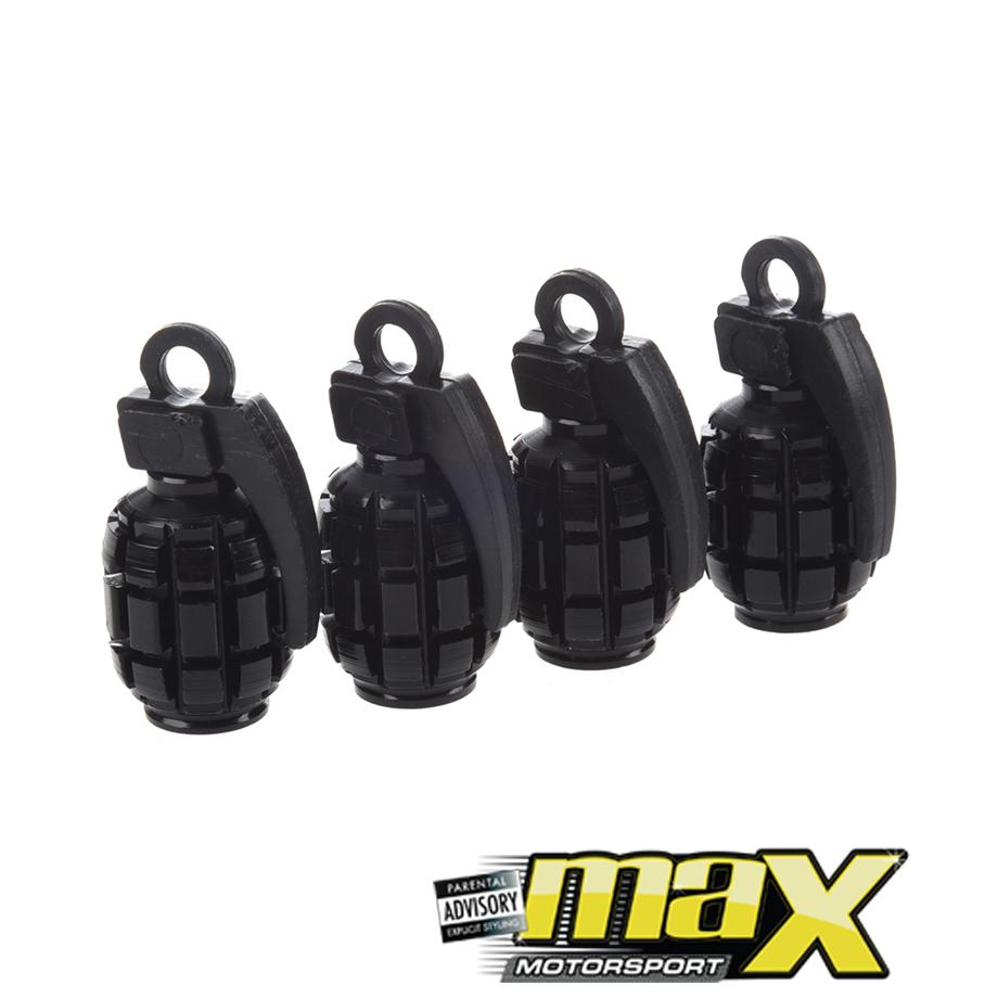 Grenade Valve Caps - Black maxmotorsports
