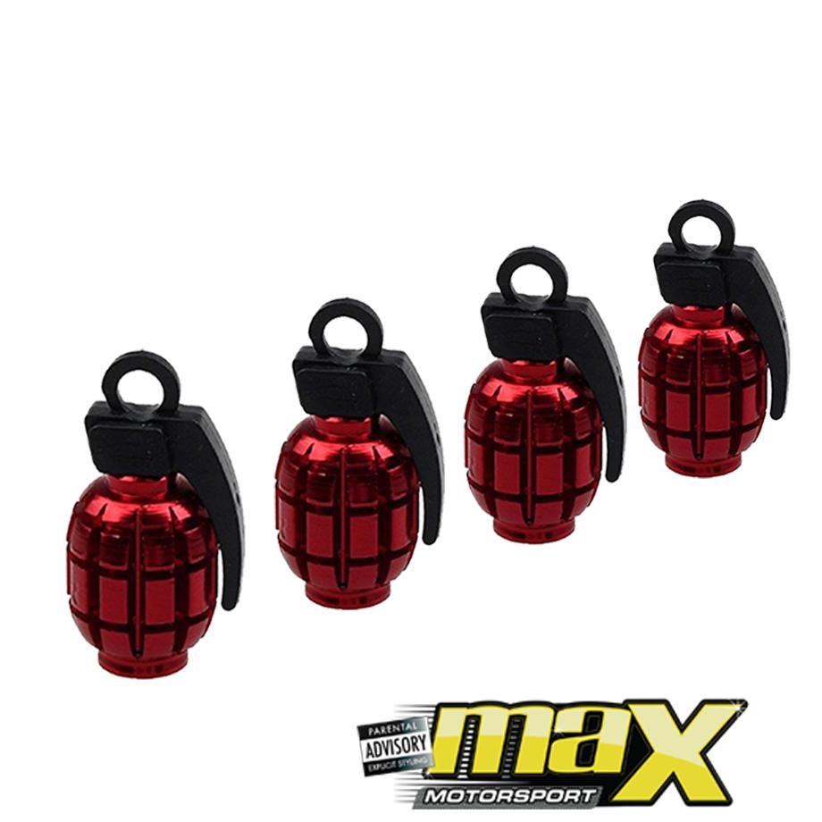 Grenade Valve Caps - Red maxmotorsports