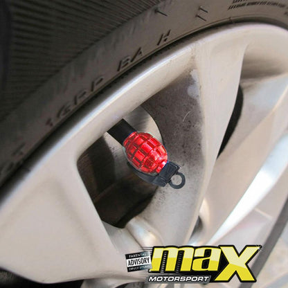 Grenade Valve Caps - Red maxmotorsports