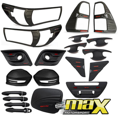 Hilux Revo (15-17) 25 Piece Matte Black Accessory Kit maxmotorsports