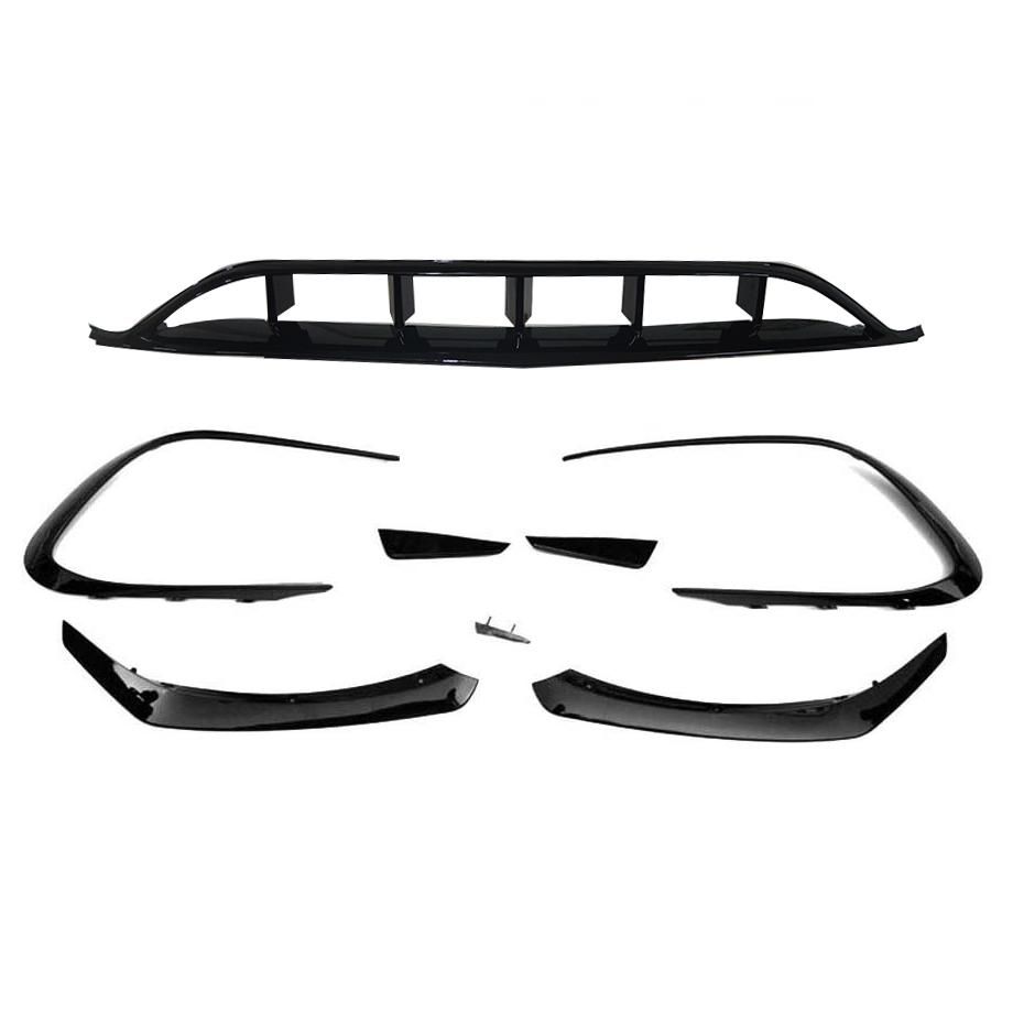 Merc A-Class W117 CLA Gloss Black Front Lip Spoiler With Canards (7-Piece) maxmotorsports