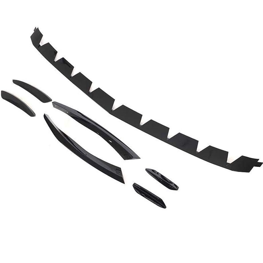 Merc A-Class W177 Sedan Gloss Black Front Lip Spoiler With Canards (7-Piece) maxmotorsports