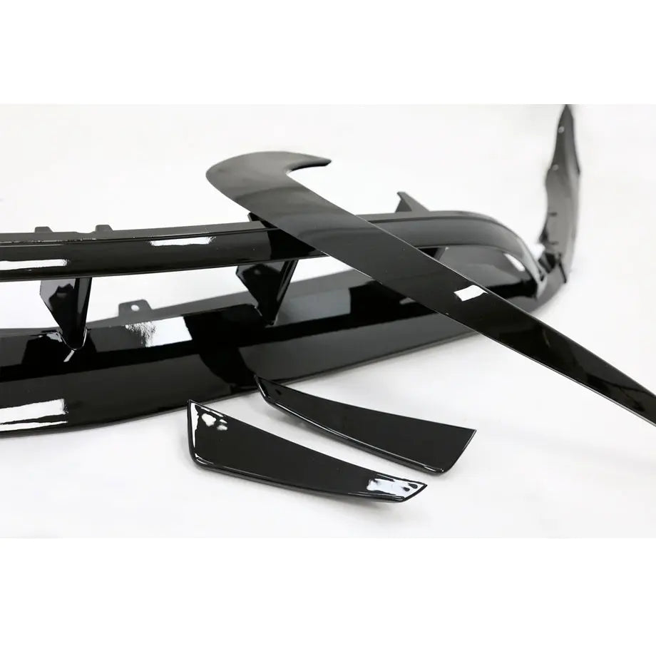 Merc W176 A-Class AMG Style Gloss Black Front Spoiler With Canards (7-Piece) maxmotorsports
