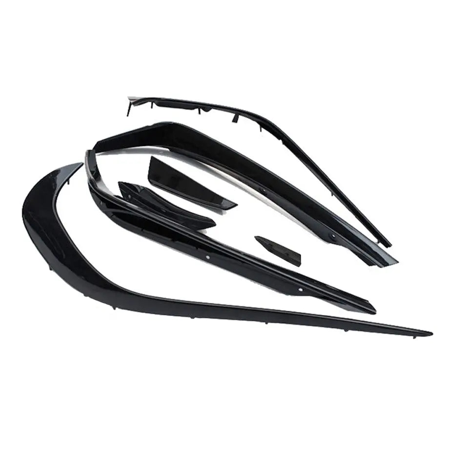 Merc W176 A-Class AMG Style Gloss Black Front Spoiler With Canards (8-Piece) Max Motorsport