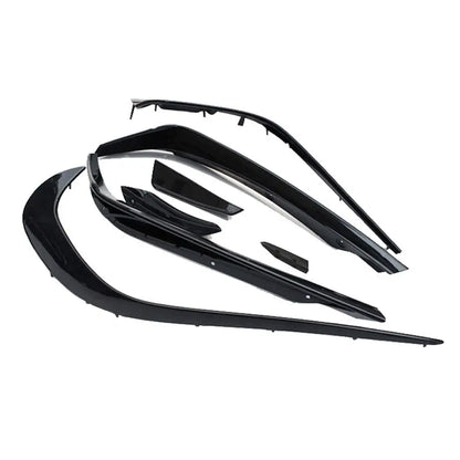 Merc W176 A-Class AMG Style Gloss Black Front Spoiler With Canards (8-Piece) Max Motorsport