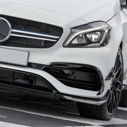 Merc W176 A-Class AMG Style Gloss Black Front Spoiler With Canards (8-Piece) Max Motorsport