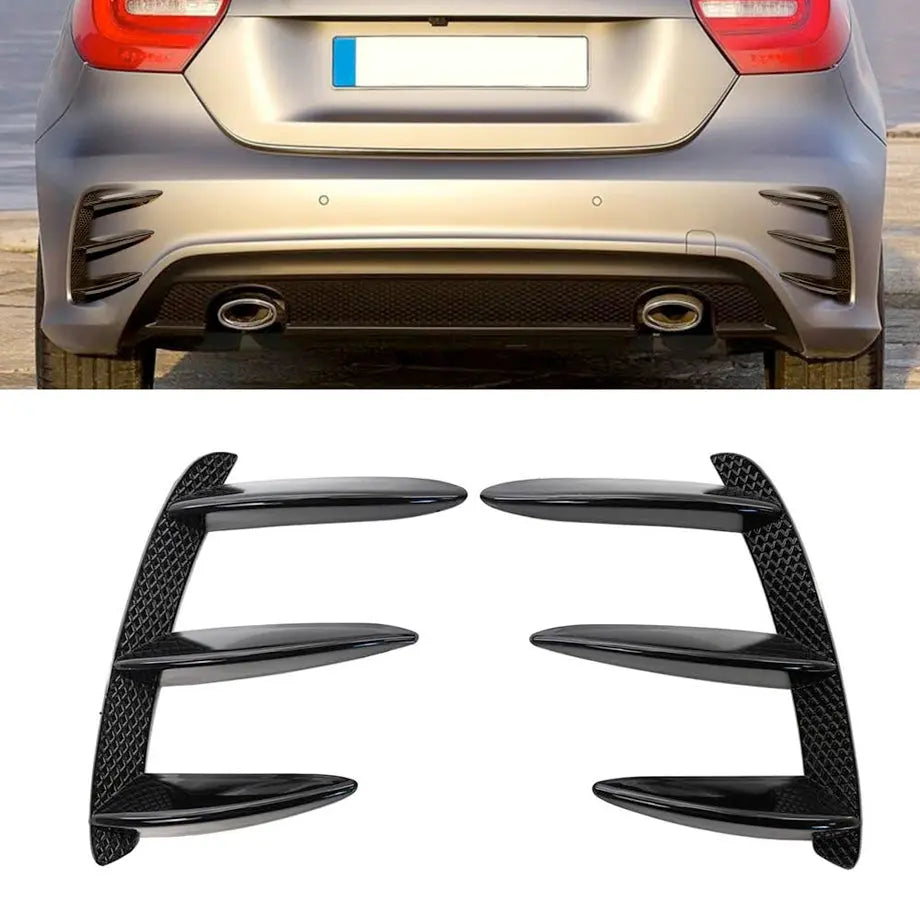 Merc W176 A-Class Gloss Black Aero Style Rear Bumper Canards maxmotorsports