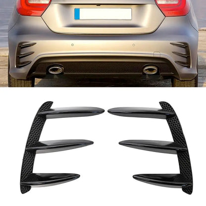 Merc W176 A-Class Gloss Black Aero Style Rear Bumper Canards maxmotorsports