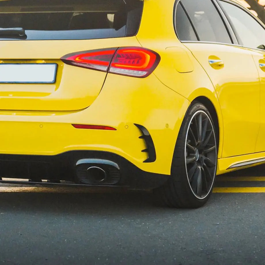 Merc W177 A-Class Hatchback Aero Style Gloss Black Rear Bumper Canards maxmotorsports