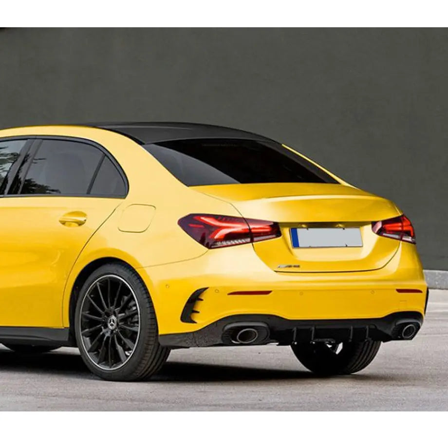 Merc W177 A-Class Sedan Aero Style Gloss Black Rear Bumper Canards maxmotorsports