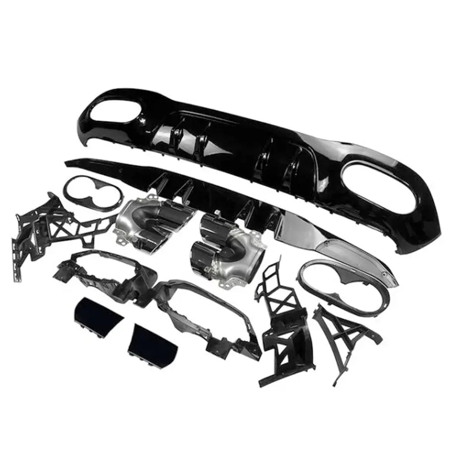 Merc W177 A45 AMG Style Gloss Black Rear Diffuser With Exhaust Outlets (19-On) Max Motorsport