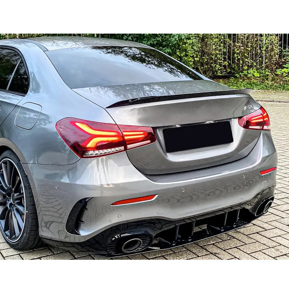 Merc W177 (19-On) Sedan - A35 AMG Style Gloss Black Rear Diffuser With ...