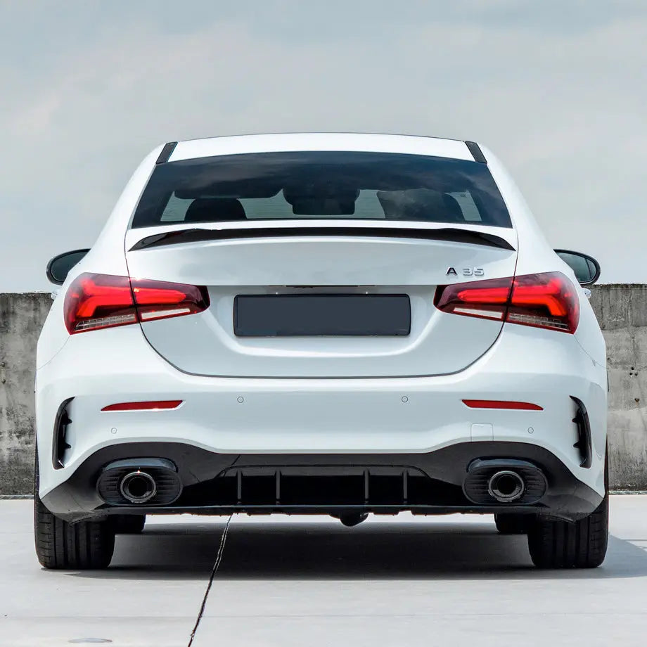 Merc W177 (19-On) Sedan - A35 AMG Style Gloss Black Rear Diffuser With Exhaust Outlets Max Motorsport