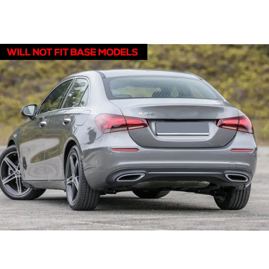 Merc W177 (19-On) Sedan - A35 AMG Style Gloss Black Rear Diffuser With Exhaust Outlets Max Motorsport