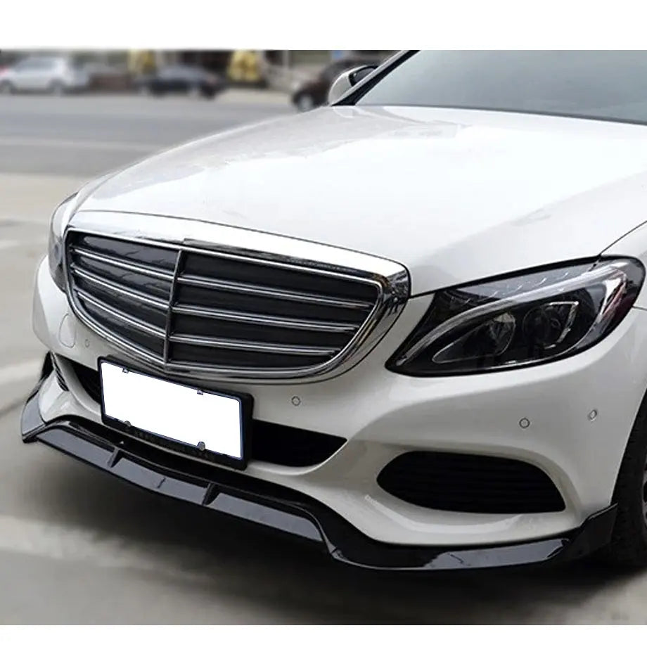 Merc W205 C Class (15-18) 3 Piece Gloss Black Front Spoiler Max Motorsport
