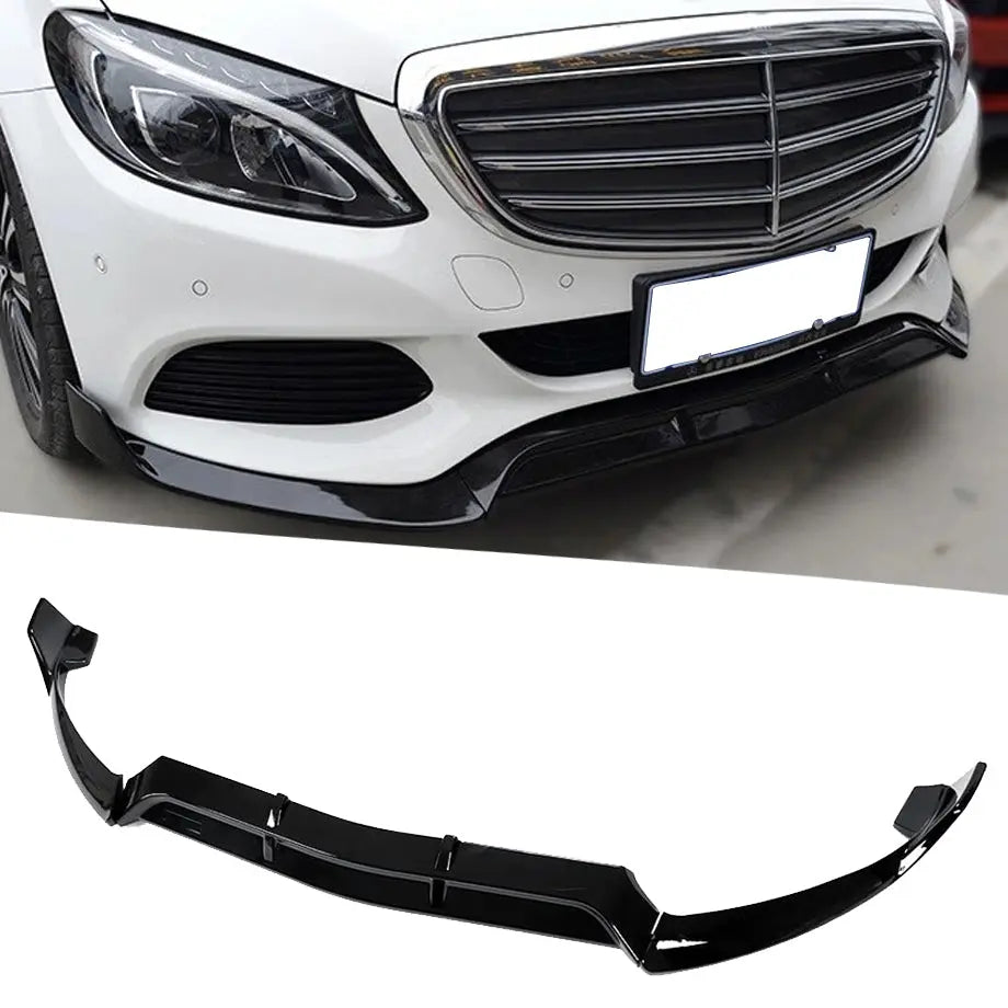 Merc W205 C Class (15-18) 3 Piece Gloss Black Front Spoiler Max Motorsport