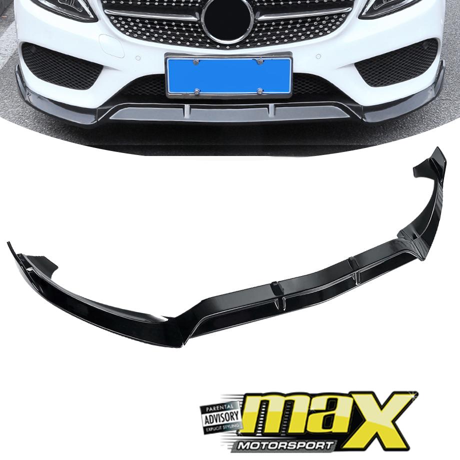 Merc W205 (15-18) Gloss Black 3-Piece Front Spoiler maxmotorsports