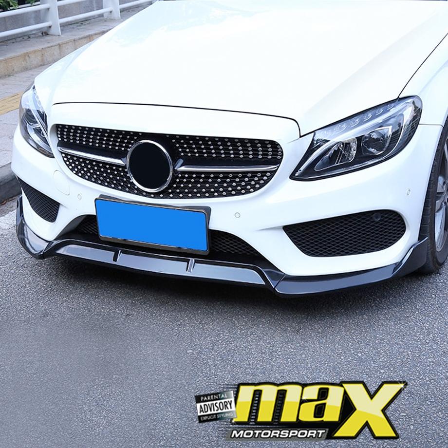 Merc W205 (15-18) Gloss Black 3-Piece Front Spoiler maxmotorsports