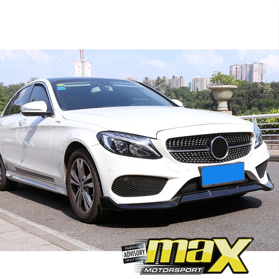 Merc W205 (15-18) Gloss Black 3-Piece Front Spoiler maxmotorsports