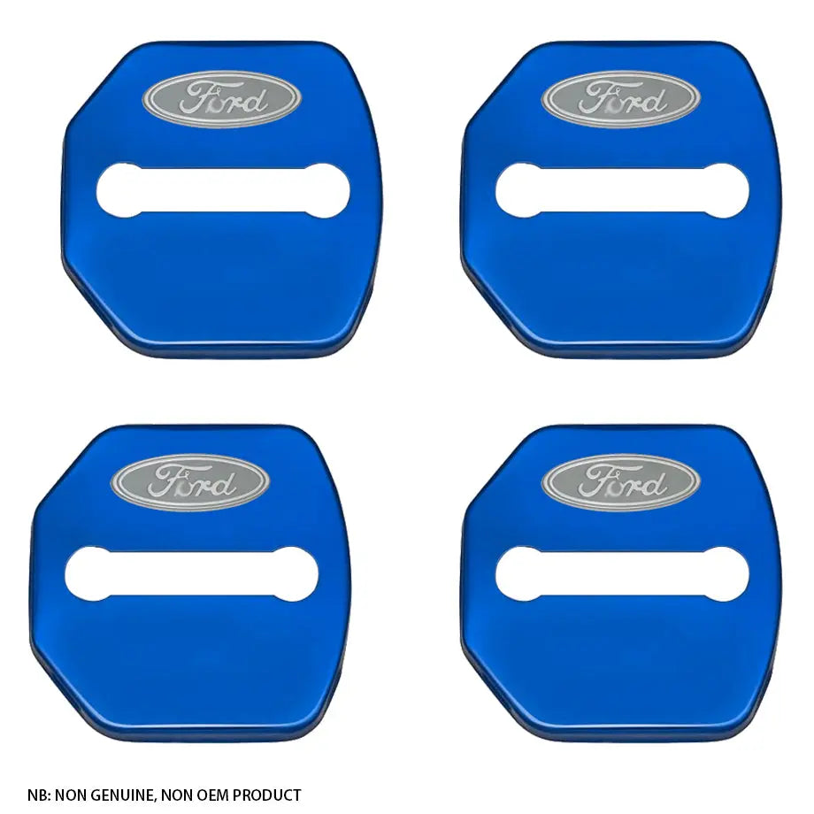 Non-OEM Suitable To Fit Ford - Aluminium Door Lock Covers (Blue) maxmotorsports