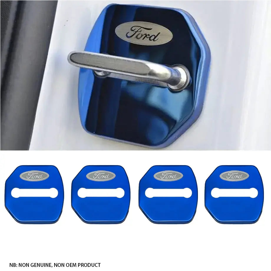 Non-OEM Suitable To Fit Ford - Aluminium Door Lock Covers (Blue) maxmotorsports