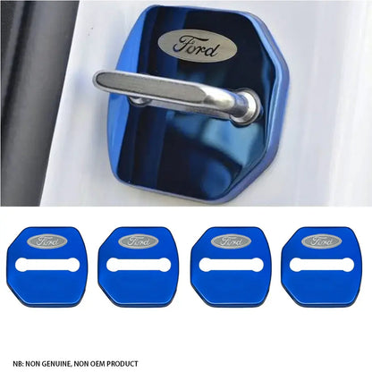 Non-OEM Suitable To Fit Ford - Aluminium Door Lock Covers (Blue) maxmotorsports