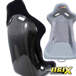 Non-Reclinable Black Suede Bucket Seats With Genuine Carbon Fibre maxmotorsports