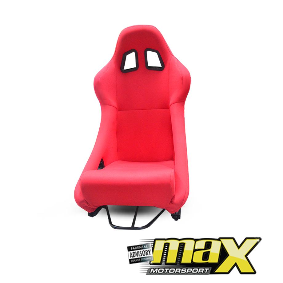 Non-Reclinable Racing Bucket Seats - (Red Cloth) maxmotorsports