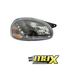 Load image into Gallery viewer, Opel Corsa B DRL LED Black Projector Headlights maxmotorsports

