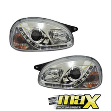 Load image into Gallery viewer, Opel Corsa B Diamond DRL LED Projector Headlights maxmotorsports
