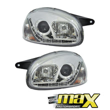Load image into Gallery viewer, Opel Corsa B Diamond DRL LED Projector Headlights maxmotorsports
