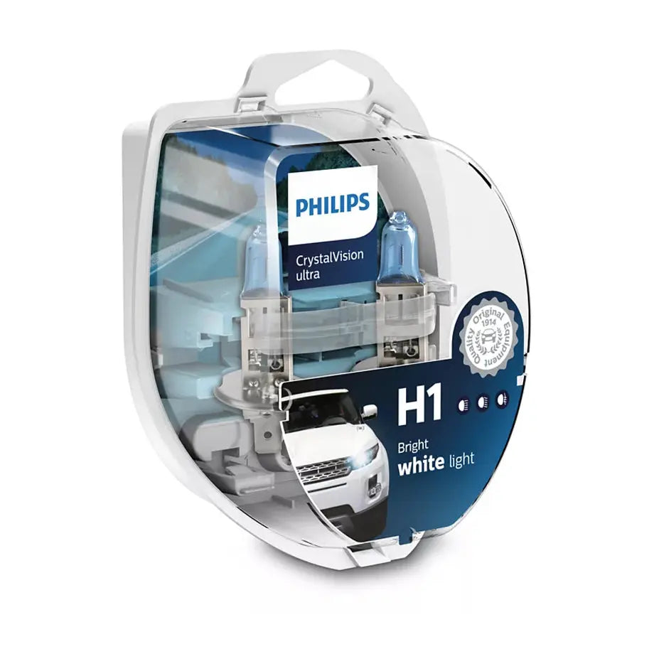 Philips H1 Crystal Vision Ultra 55W Bulb Set + FREE Park Light – Max ...