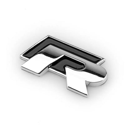 R Logo Stick-On Badge (Black & Chrome) maxmotorsports