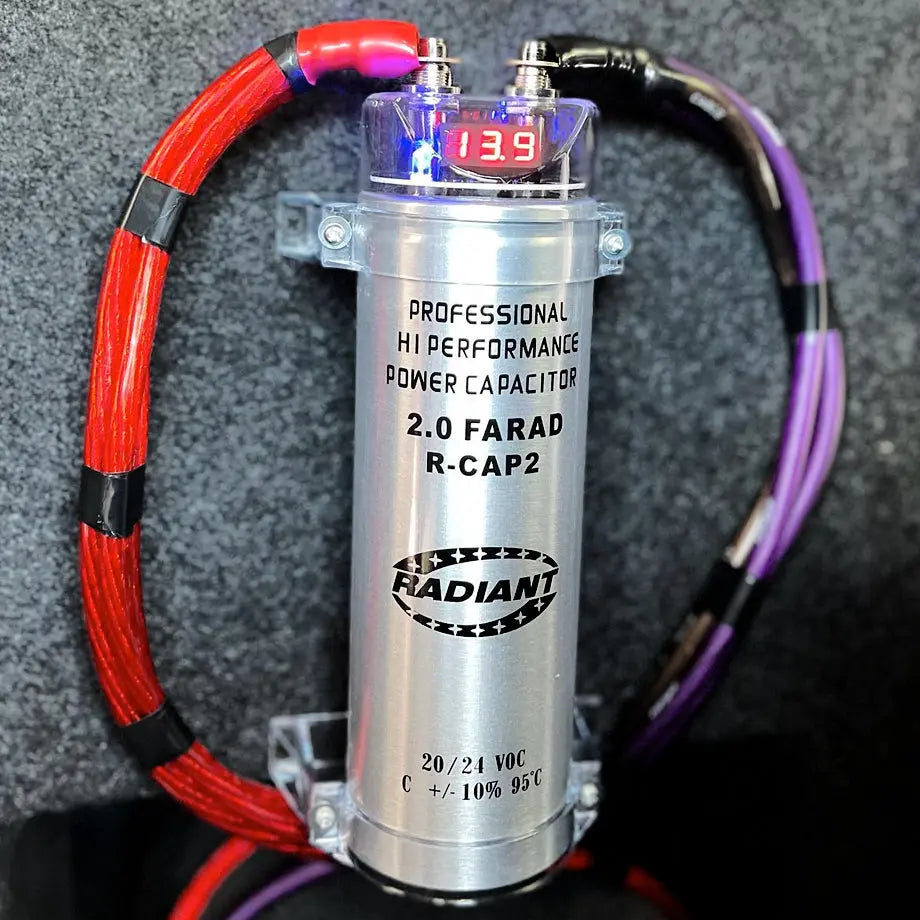 Pyle 5.0 Farad Digitale Power Capacitor – Blauw Display & LED, Overspanningsbeveiliging – Voor Krachtige Auto Audio Systemen
