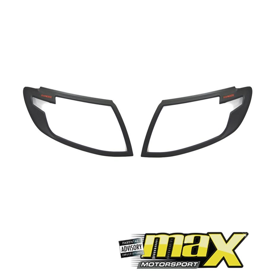 Ranger T6 (12-15) Matte Black Headlight Surrounds With Red Ranger Logo maxmotorsports