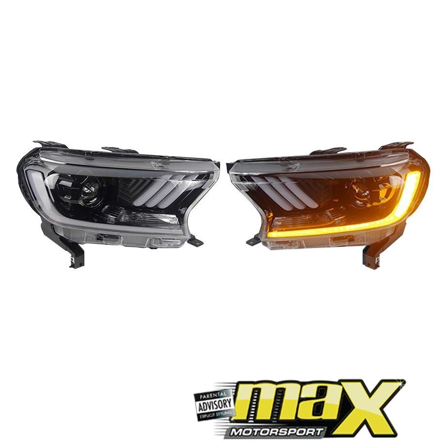 Ranger T7 / T8 16-On) Mustang Style DRL LED Projector Headlight With Indicator Function maxmotorsports