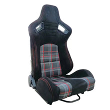 Load image into Gallery viewer, Reclinable Racing Seats - Black Suede With Tartan Cloth (Pair) Max Motorsport
