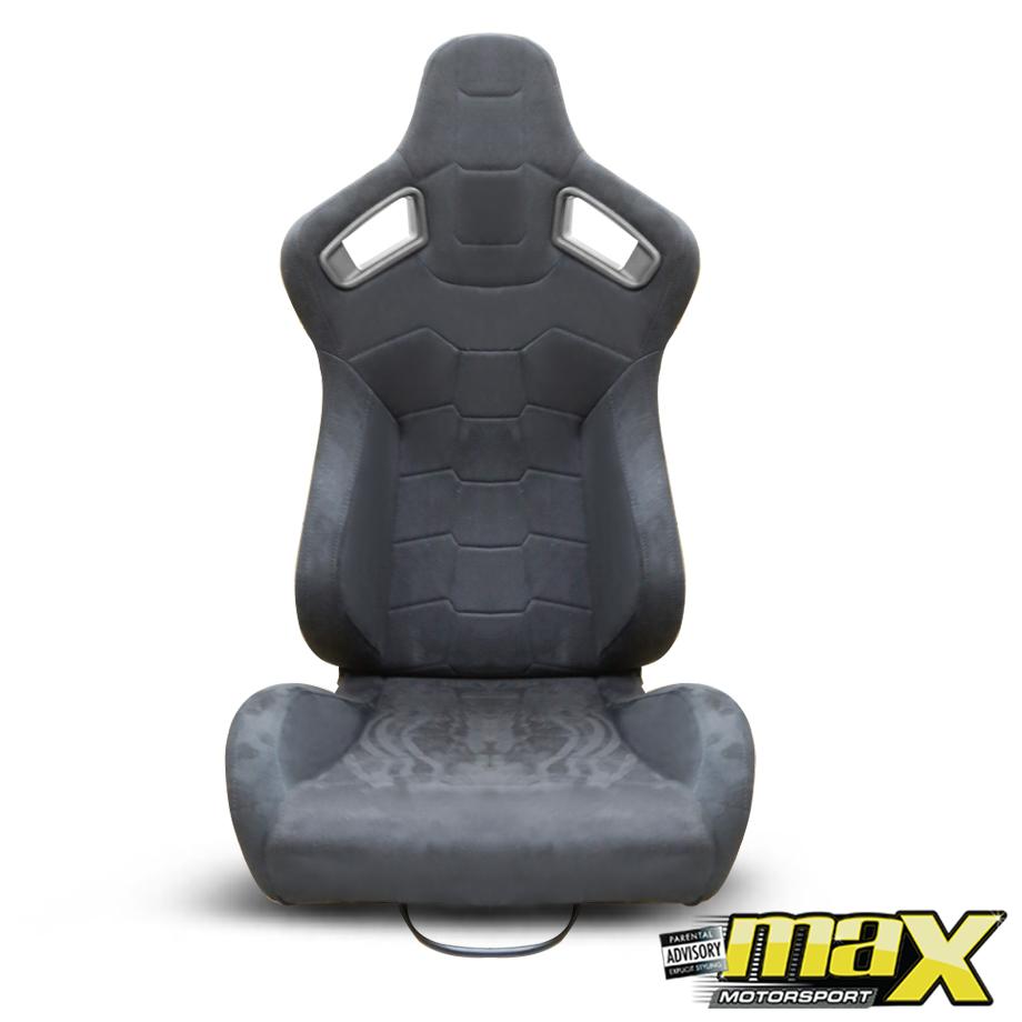 Reclinable Racing Seats - Black Suede (Pair) Max Motorsport