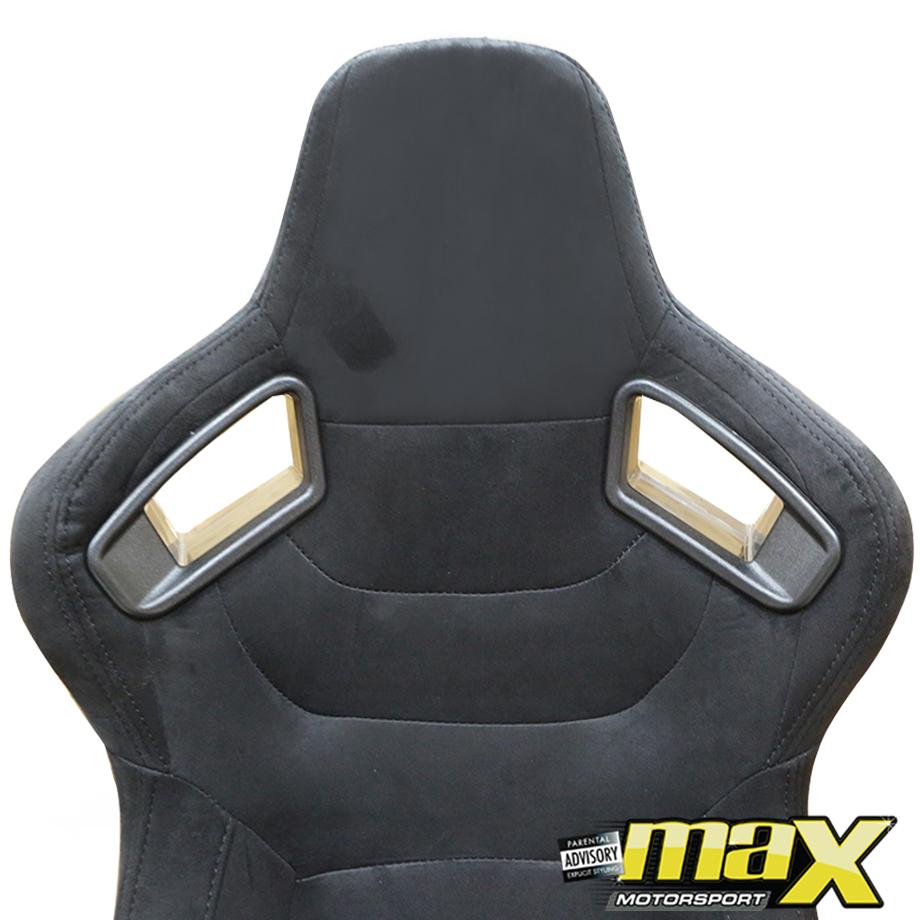 Reclinable Racing Seats - Black Suede (Pair) Max Motorsport