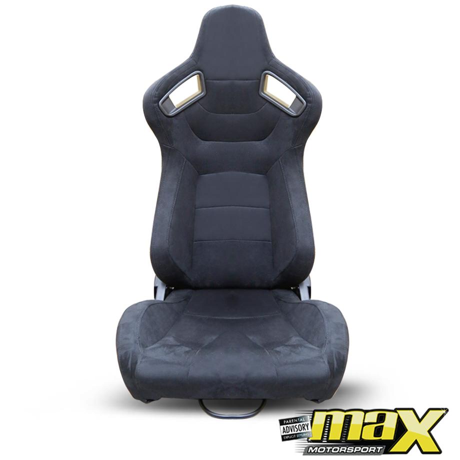 Reclinable Racing Seats - Black Suede (Pair) Max Motorsport