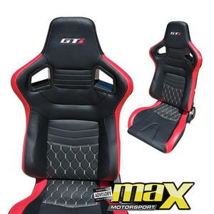 Reclinable Racing Seats - GTI Logo - PVC (Pair) maxmotorsports