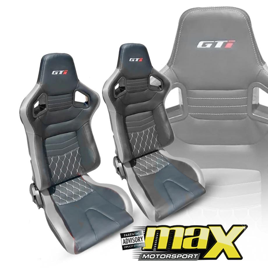 Reclinable Racing Seats - GTI Logo - PVC (Pair) maxmotorsports