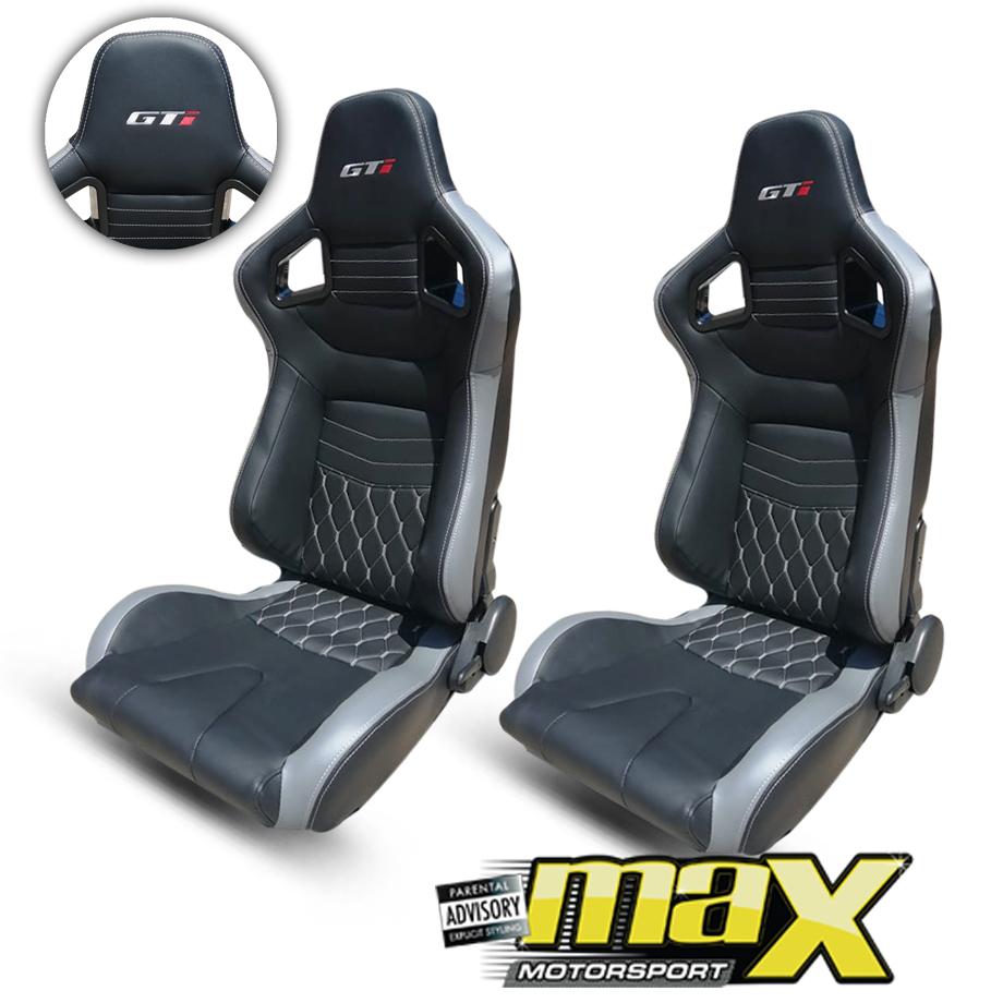 Reclinable Racing Seats - GTI Logo - PVC (Pair) maxmotorsports