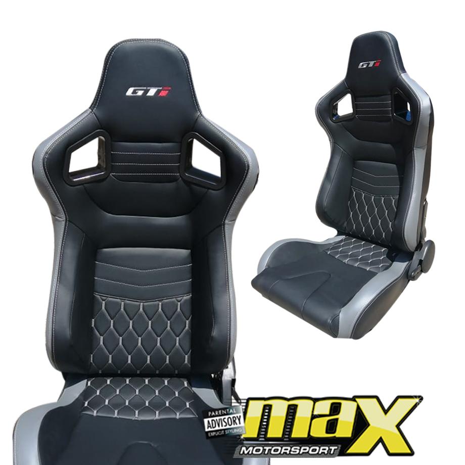 Reclinable Racing Seats - GTI Logo - PVC (Pair) maxmotorsports