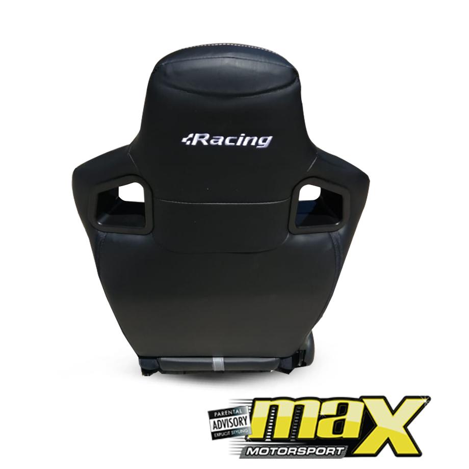 Reclinable Racing Seats - Racing Logo - PVC + Suede (Pair) maxmotorsports