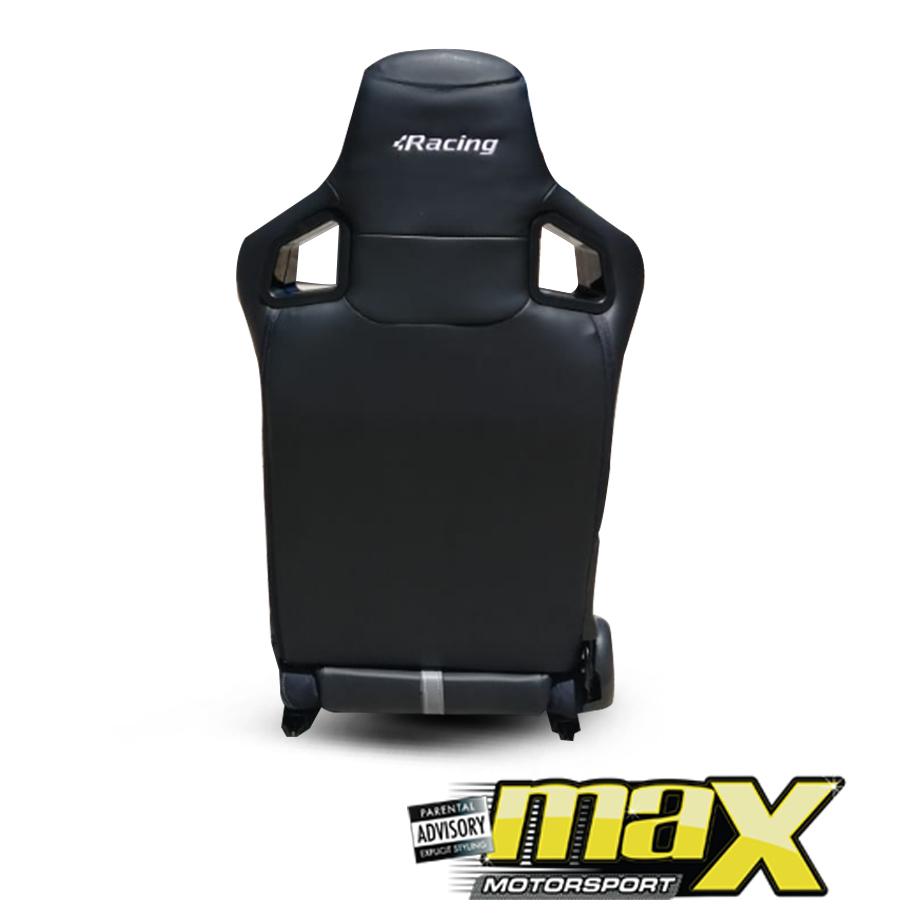 Reclinable Racing Seats - Racing Logo - PVC + Suede (Pair) maxmotorsports