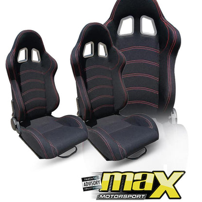 Reclinable Racing Seats Black Cloth (Pair) maxmotorsports