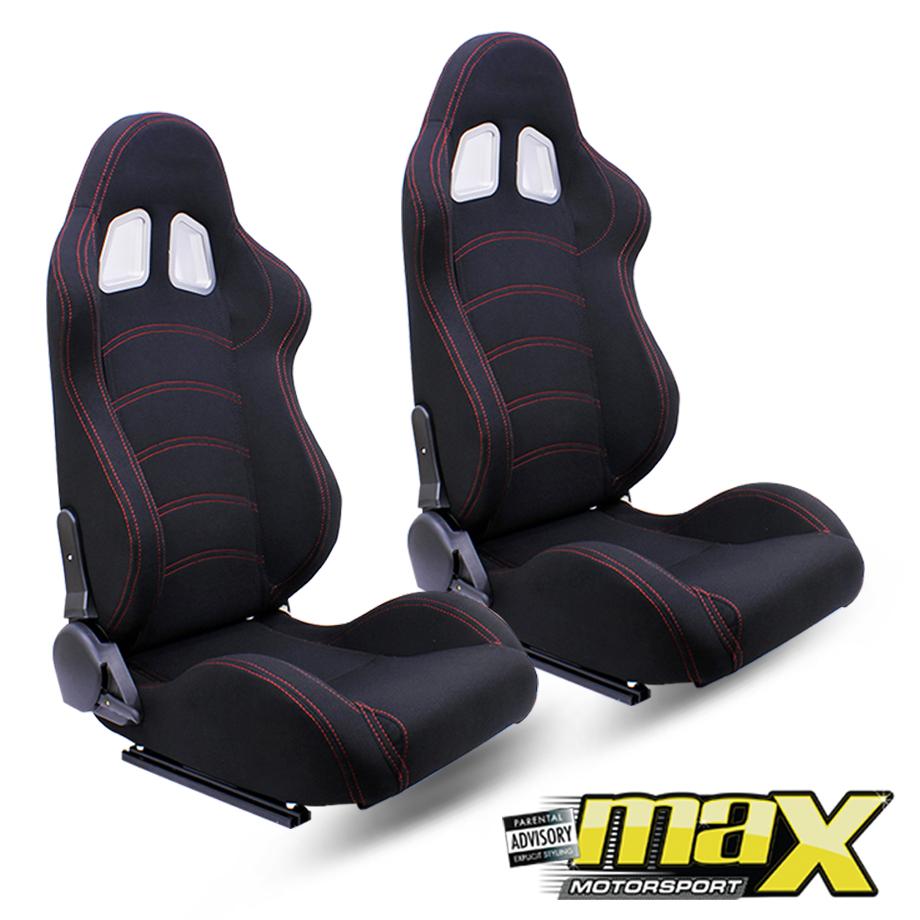 Reclinable Racing Seats Black Cloth (Pair) maxmotorsports