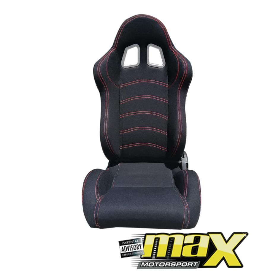 Reclinable Racing Seats Black Cloth (Pair) maxmotorsports