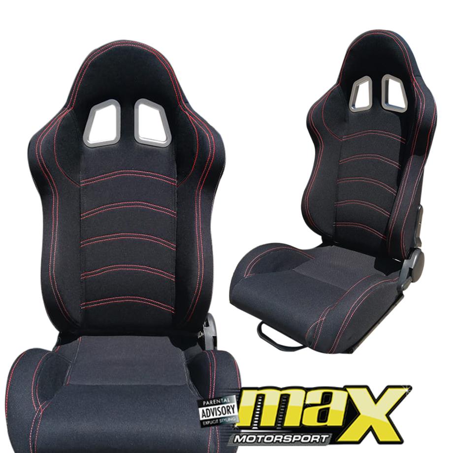 Reclinable Racing Seats Black Cloth (Pair) maxmotorsports